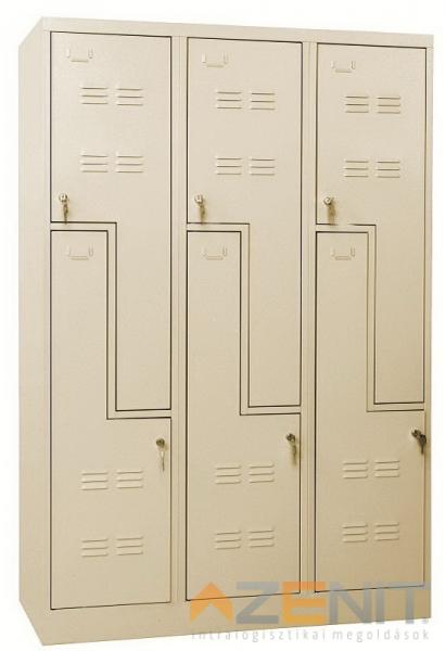 Z ajtós kivitelű fém öltözőszekrény KS 6 ajtóval krém színben