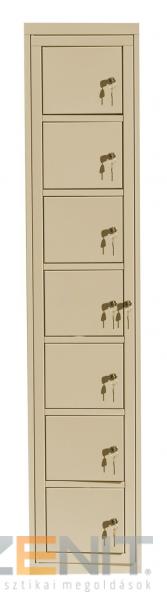 1 oszlopos 7 rekeszes mosodai kiadószekrény krém színben